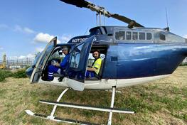 Hubschrauber überprüft Stromnetz im Rhein-Kreis Neuss und Kreis Mettmann